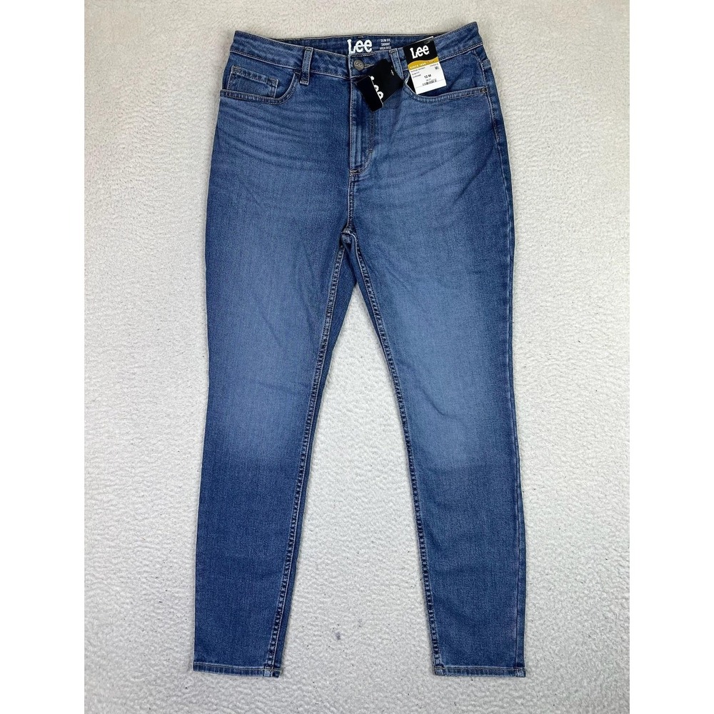 Lee‎ Jeans Womens 12 Medium Blue Chrome Hi Rise Skinny Slim Fit Denim Stretch